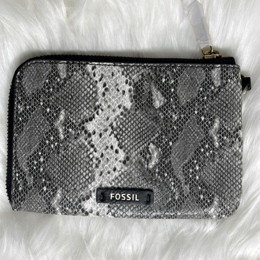 Fossil Gray Snake Print Wallet